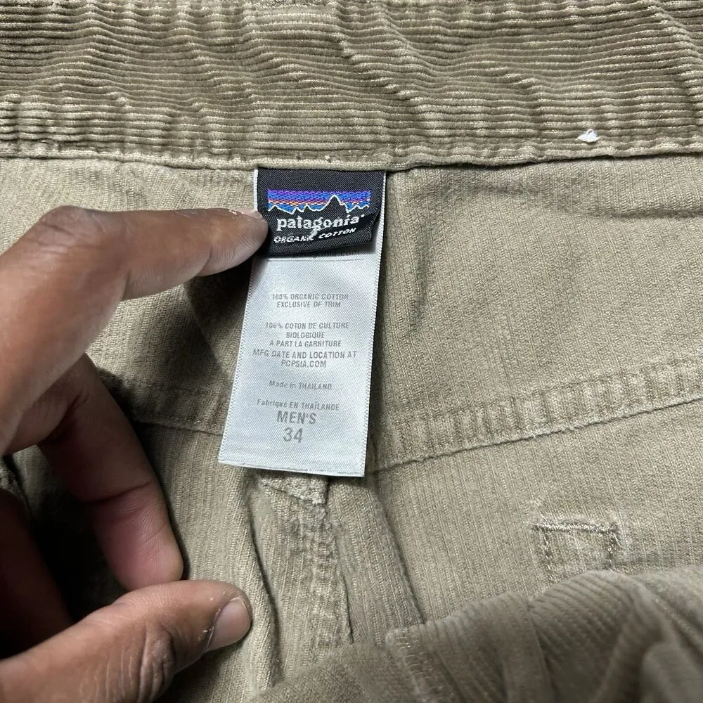 Men’s Patagonia Corduroy Pants 34X28 Java Brown Organic Cotton Straight Leg